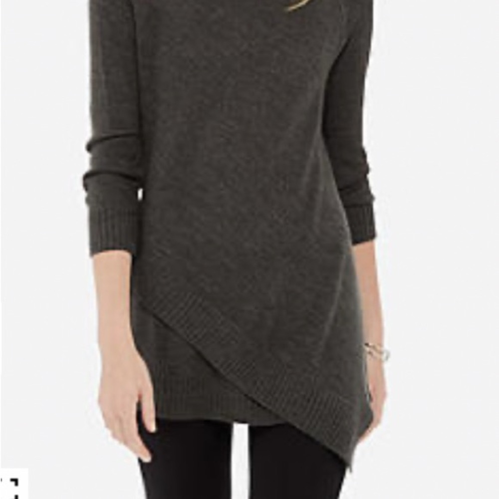 The Limited Gray Asymmetrical Tunic Sweater